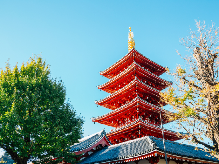 The five storied pagoda in Sensoji Temple in Tokyo.
