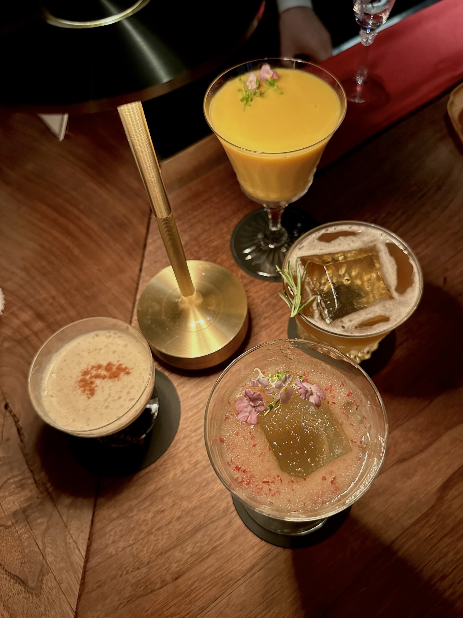 Four different cocktails at a bar in Tokyo, Japan
