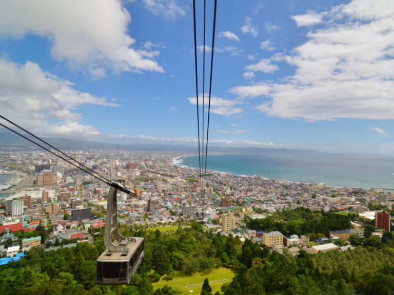 The view of Hakodate from Mount Hakodate Ropeway, leading to a stunning panoramic view of Hokkaido's coastal city.