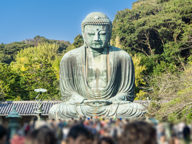 The Great Buddha Statue in Kamakura, Japan, a quick day trip from Tokyo by train.