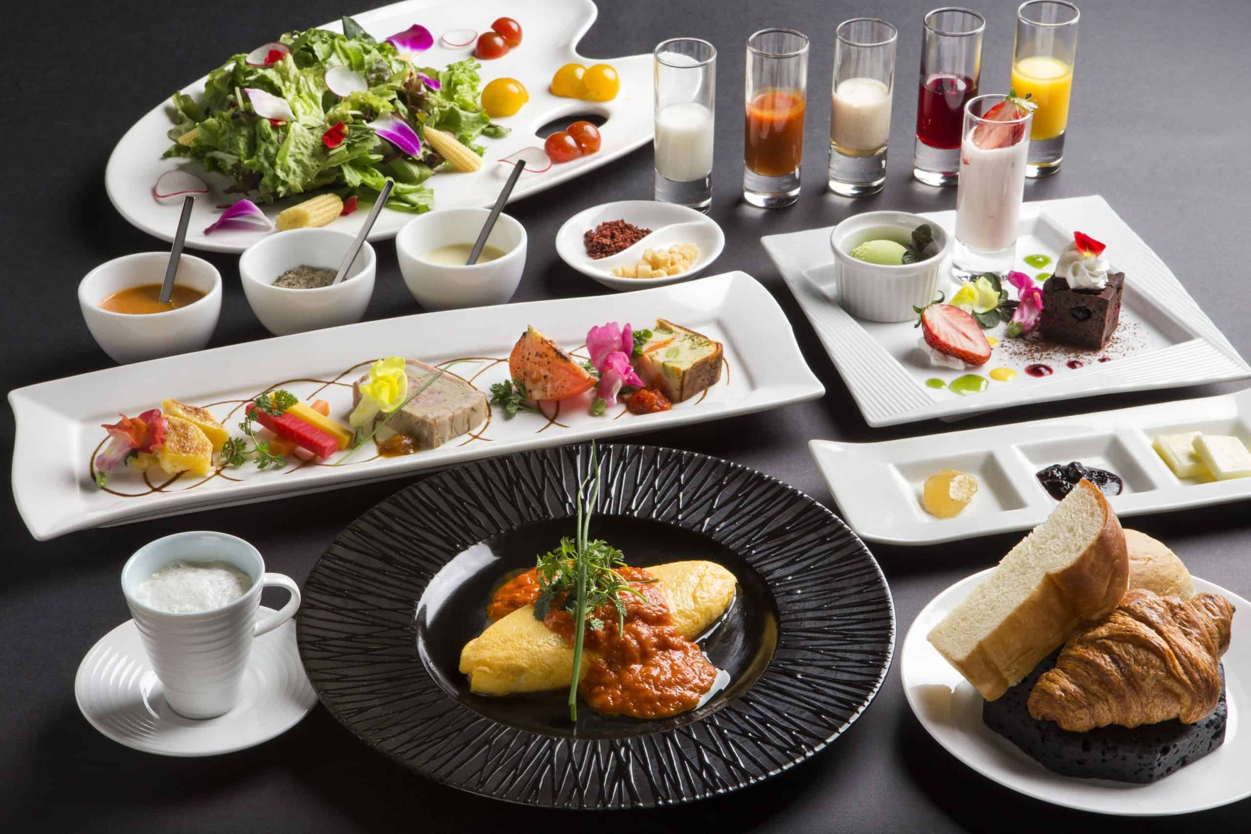 Elegant Japanese breakfast featuring seasonal ingredients and artistic plating, offered at one of the finest 5 star hotels in Sapporo and surrounding areas.