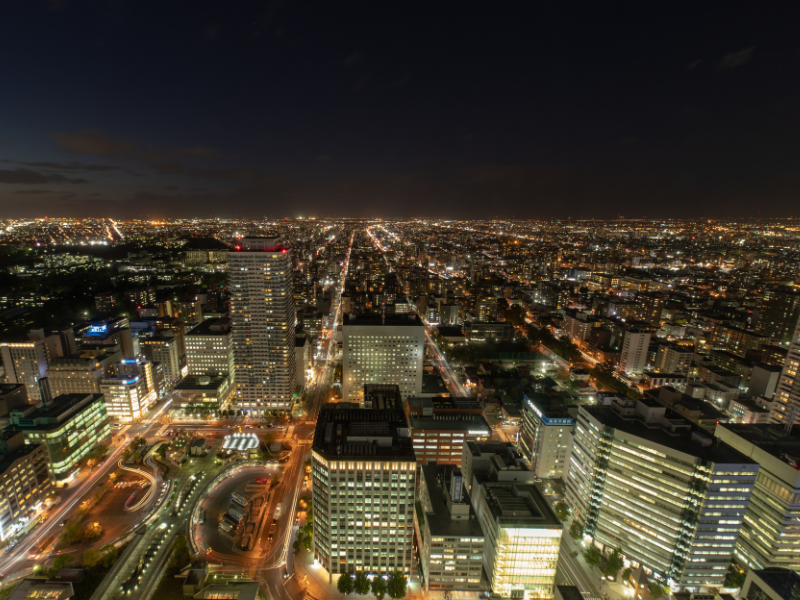 Breathtaking night view from JR Tower Observatory T38—one of the top scenic things to do in Sapporo at night.