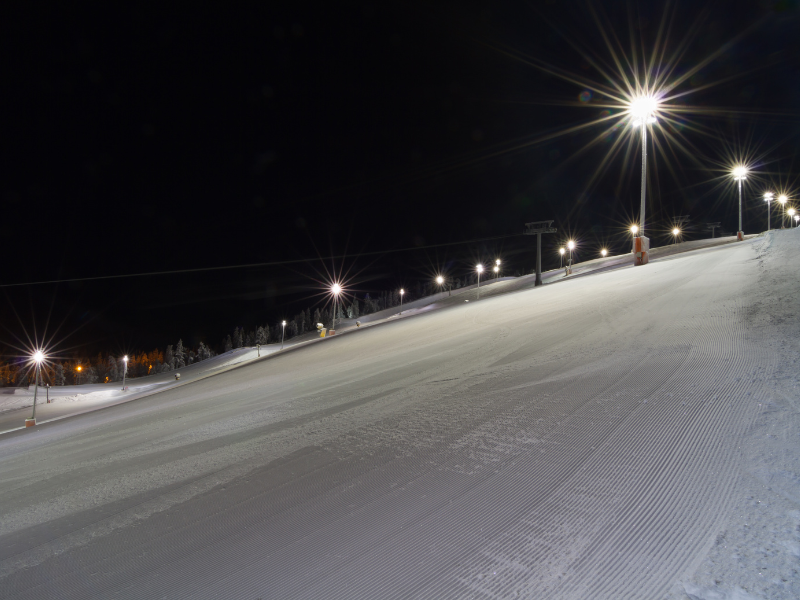 Sapporo Teine ski resort lit for night skiing—an exhilarating and active option for things to do in Sapporo at night.
