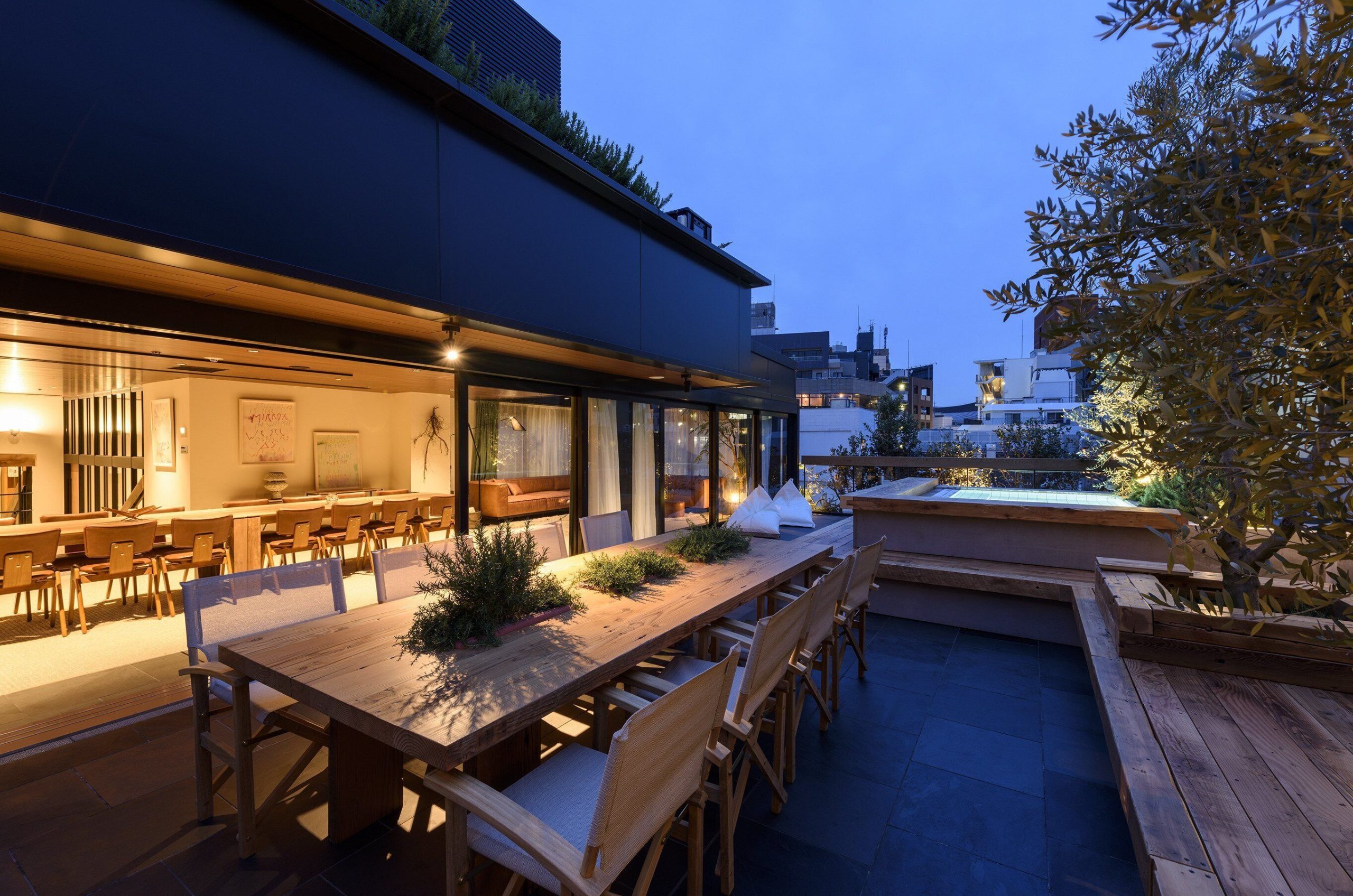 Outdoor terrace at TRUNK Hotel Cat Street, blending boutique luxury with local Shibuya charm.